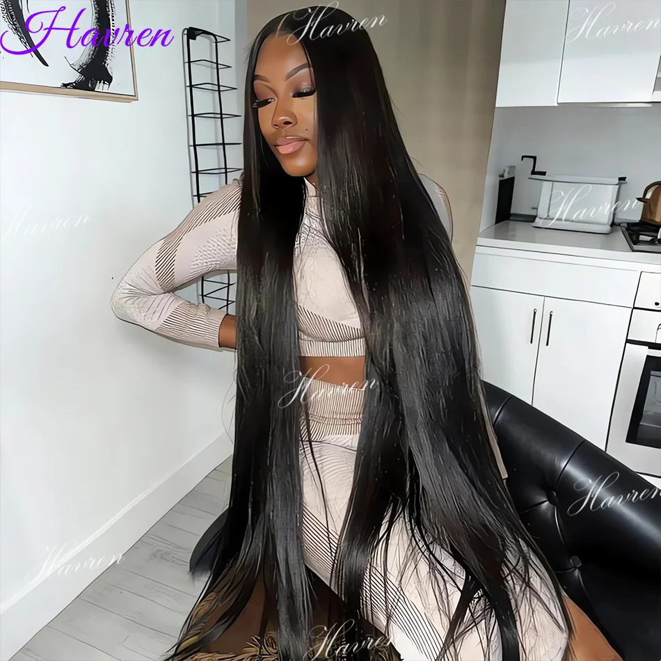 Bone Straight Hd Lace Frontal Wig 13x6 Lace Front Wig Human Hair 30 40 Inch Transparent Lace Pre Plucked Wigs 13x4 HD Lace Wig