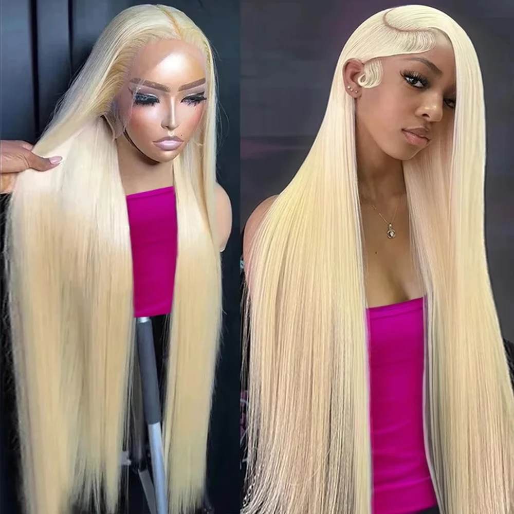 13x4 / 13x6 HD Transparent Lace Front Wig - 613 Blonde Straight Human Hair Wig for Women, 34 Inches