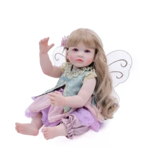 Cloveray 22 inch Full Body Vinyl Realistic Reborn Baby Doll Super Cute Fairy Vinyl Doll With Wings Handmade Art Birthday Gift