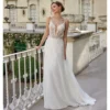 Elegant Chiffon V Neck Boho Wedding Dress 2026 A-Line Lace Applique Bridal Gown Spaghetti Strap Backless Wedding Gown Customized