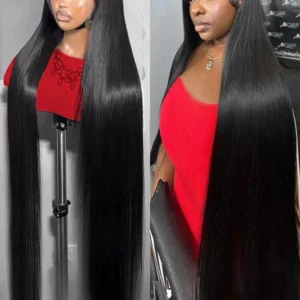 250% Density 40 Inch Bone Straight 13x4 13x6 Hd Transparent Lace Frontal Wig Brazilian Human Hair Lace Front Wigs For Women