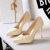 2025 American Style Fashion Luxury Banquet High Heels Slim Heels Super High Heel Pointed Toe Waterproof Platform Single Shoes