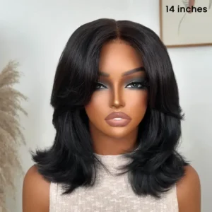 Bob Wig Human Hair 13x4 HD Lace Front Wigs Human Hair 24 Inch Natural Black Straight Human Hair Wig 200 Density 12A Wigs