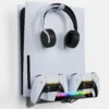 Wall Mount Kit For PS5/ Pro/ Slim Console with RGB Light Charging Station Headset Hanger For PS5 Dual Controller Accessories