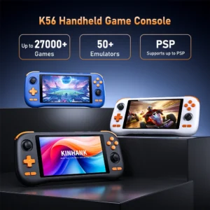 KINHANK K56 Handheld Game Console 5.5'' Touch Screen 50 Emulators for PS1/PSP/DC/SS Android 14 5000mAh WIFI5 Retro Game Player