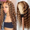 Highlight Ombre Deep Wave Lace Front Wig Human Hair Pre Plucked 4/27 Water Wave Curly Lace Frontal Wig Human Hair For Women 13x6