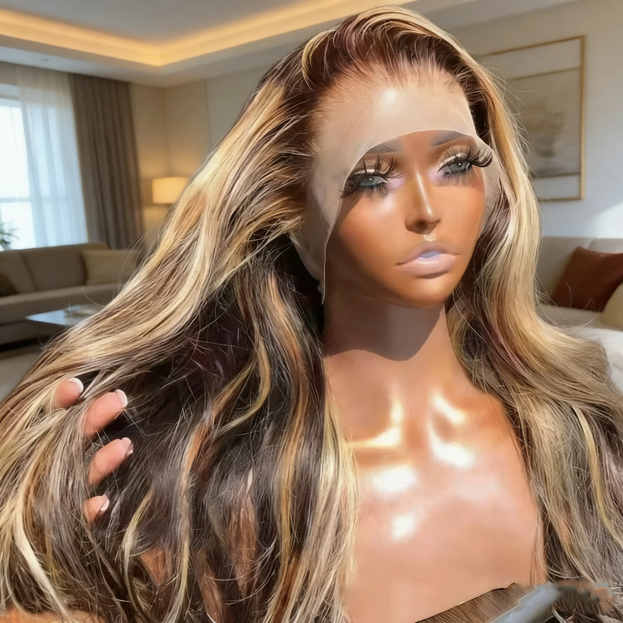 Body Wave 13x4 Hd Transparent Lace Front Wig Colored Highlight Human Hair Wigs For Women Brazilian 4/27 Blonde Pre Plucked Wigs