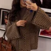 2025 New Autumn Brown Long Sleeve Knitted Cardigans Women Elegant Lapel Single Breasted Loose Sweater Coat Knitwear Korean Style