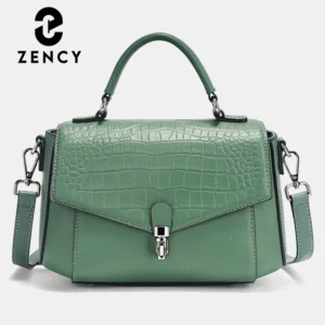 Zency Women's Genuine Leather Top-Handle Bag Fashion Alligator Crossbody Many Compartments Shoulder Bag Handbag for Commute 2025