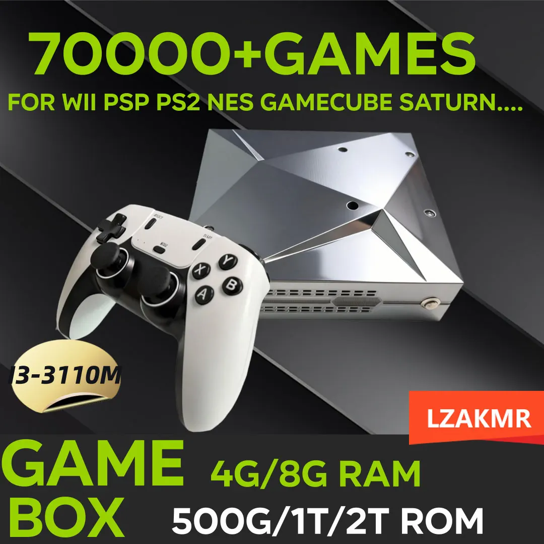 Loaded 70000+ Games 2TB P88 Retro Game Console for Wii PS2 DC PSP GAMECUBE Plug-and-Play On TV Win11&Batocera39 Children's Gift