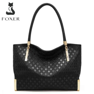FOXER Brand Genuine Leather Handbag Winter Women Original Design Shoulder Bag Luxury Tote Large Capacity Lady Bag Chrismas Gift