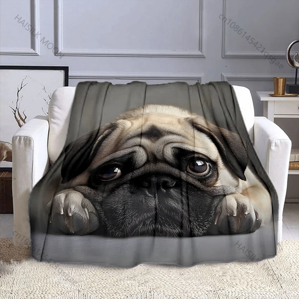 Cute Pug Pattern Believer Blanket Warm Soft Fluffy Kids and Adult Sofa Bed Throw Blanket for Home Travel Camping Luxury Gifts