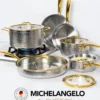 MICHELANGELO 10 piece set of stainless steel pot Frying Pans Non-coated Cookware Household Kitchen Pots