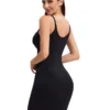 Sexy Full Slip Shapewear Women Dress V Neck Bodycon Underwear Smooth Compression Body Shaper Slimming Waist Abdomen Belly Corset