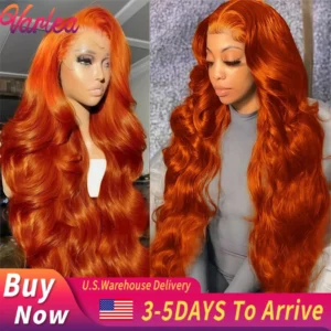 30 Inch Ginger 13x6 Hd Lace Front Human Hair Wig 13x4 Hd Lace Frontal Orange Ginger Colored Body Wave Human Hair Wigs for Women