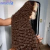 Chocolate Brown 13x6 Hd Lace Frontal Wig 250 Density Deep Wave Human Hair Wig 100% Colored Pre Plucked Brazilian Wigs For Women