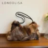 Luxury Winter Warm Fox Fur Shoulder Bag Designer Splice Fashion Crossbody Bags for Women Elegant Ladies Purses and Handbags 2026