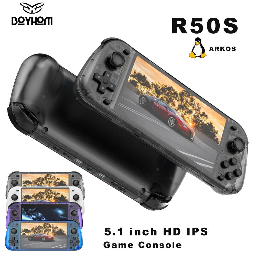 Retro Handheld Game Console R50S 5 Inch Large Screen Upgraded R36S Supports JELOS ARKOS ROCKNIX Multiple Emulators Portable Kids