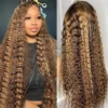 Honey Blonde Wig Human Hair Transparent Colored Deep Wave Lace Front Wig For Women Curly Wig 13x6 Hd Lace Human Hair Wig 4x4 5x5
