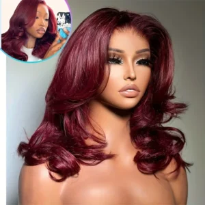 99j Burgundy Lace Front Wigs Human Hair Red Burgundy Wig 220% Density 13x6 Body Wave Lace Front Wigs Human Hair for Women