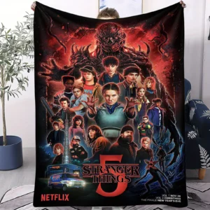 Hot Horror TV Series S-Stranger T-Things Pattern Blanket Soft and Comfortable Sofa Covered Blanket Portable Lightweight Blanket