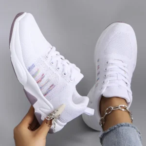 Spring new women's sports shoes, fashionable, breathable, lightweight, non-slip, wear-resistant, casual sports shoes, flat shoes