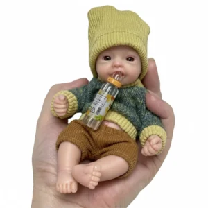 AnjoDoll Lovely 6 Inch Palm Newborn Babies Full Body Silicone Boys Reborn Dolls Bebe Reborn Corpo De Silicone Inteiro