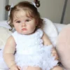 1PC lifelike 24-inch realistic reborn doll with 3D painted skin and soft vinyl limbs - a white dress for a child girl