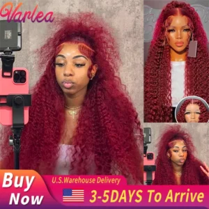 Wet And Wavy 99J Lace Frontal Wig Human Hair Burgundy 13x6 Hd Lace Frontal Human Hair Wig Red Curly Lace Front Human Hair Wigs