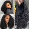 250% Half Wigs Human Hair Afro Kinky Curly Headband Wig Upgrade 3 IN 1 Half Wig With Drawstring Seamless Clip Ins Flip Over