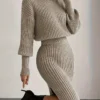 Autumn/winter new fashionable casual simple turtleneck knitted pullover dress without a belt