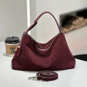 Russian Women's Genuine Suede Cowhide Leather Shoulder Bag Retro Frosted Cow Large Capacity Versatile Commuting Luxury Designer