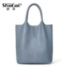 Genuine Grade Leather Women Commuter Tote Bag Ladies Soft Cowhide Tote Shoulder Handbag Large Female Bucket Bag Luxury Designer