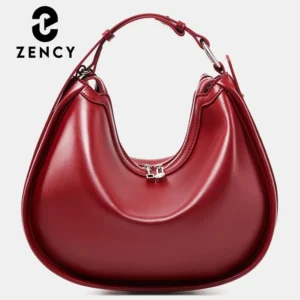 Zency Premium Genuine Leather Women's Handbag Luxury Hobo Bag Large Capacity Fashion Shoulder Bolsa for Wife Lover Girl Gift Sac