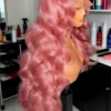 Pink Human Hair Wig Colored Body Wave Lace Front Wig 13x6 Hd Lace Frontal Wig 250 Density Brazilian Wig Original 40 Inch Natural