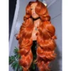 200% Body Wave 13x4 Lace Frontal Human Hair Wigs Ginger Orange Transparent Lace Wigs Human Hair Pre Plucked With Baby Hair