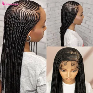 New Arrivals 36'' Cornrow Braided Wigs Knotless Box Braids Wigs with Baby Hair Full Lace 360 Braid Wig for Women Female wig