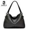Zency Fashion Hobos 100% Genuine Leather Soft Skin Women Shoulder Bag Classic Black Elegant Lady Crossbody Purse Tote Handbag