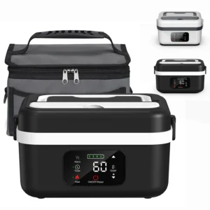 Wireless Electric Insulated Lunch Box - Built-in 8000mAh Battery, 60W Heating Lunch Box 1L Stainless Steel Lunch Box Food Warmer