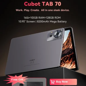 Cubot TAB 70, 2025 New Tablet Android 14, Octa-Core, 16GB RAM(6GB+10GB), 128GB ROM, 10.95" HD+ Screen, 8200mAh, GPS, Face ID