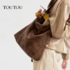 TOUTOU Valentine's Day Tote Bag for Women - Large Capacity Retro Bucket Bag Elegant Commute Style Shoulder & Crossbody Bag