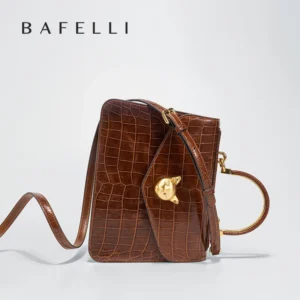 2025 BAFELLI CAT WOMEN'S NEW CROCODILE PATTERN LEATHER FASHION HANDBAG STYLISH BUSINESS FEMALE LEATHER LUXURY BRAND OL PURSE