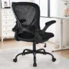 Desk Chair Ergonomic Office Chairs with Lumbar Supoort and Flipup Armrest Comfy Computer Chairs Study Chair for Home Office Bla
