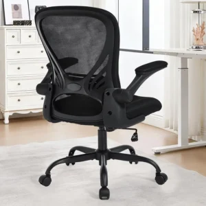 Desk Chair Ergonomic Office Chairs with Lumbar Supoort and Flipup Armrest Comfy Computer Chairs Study Chair for Home Office Bla