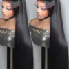 250 Density 13x6 HD Bone Straight Lace Front Wigs Human Hair Brazilian 40 42 Inch Glueless Lace Frontal Human Hair Wigs For Wome
