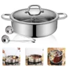 Double-flavor Shabu Shabu Pot with Divider and Lid Dual Sided Nonstick Hot Pot 12.6in Stainless Steel Shabu Hot Pot