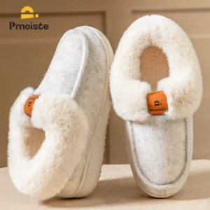 Platform Slippers Women Wedge Memory Foam TPR Non Slip Sole Warm Fuzzy Winter Durable Bedroom Shoes Cozy Comfort