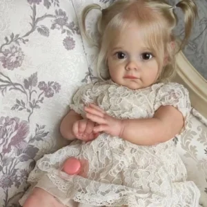 60CM Maggie Handmade High Quality Soft Vinyl Silicone Reborn Toddler Detailed Lifelike Hand-rooted hair Collectible Art Doll