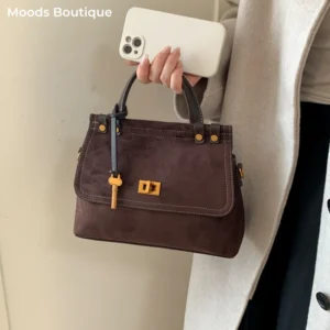High Quality Retro Top-handle Bags For Women 2025 Winter New Designer Handbags Luxury Flap Shape PU Suede Shoulder Crossbody Bag