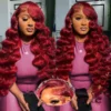 99J Burgundy 13x6 Hd Lace Frontal Human Hair Wig 250 Density Body Wave Lace Front Wigs 13x4 Red Colored Brazilian Hair For Women